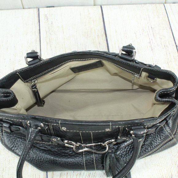 Coach Hamptons Black Pebbled Leather Braided Belt Purse Shoulder Handbag - Picture 9 of 12